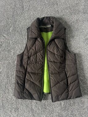 Kenneth Cole Brown Quilted Reversible Vest with Lime Green Lining